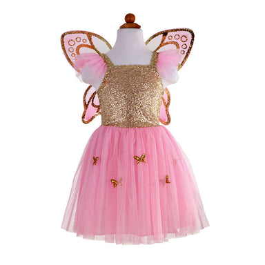 Great Pretenders Gold Sequins Butterfly Dress & Wings Size 5-7