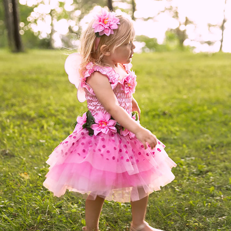 Great Pretenders Pink Fairy Blooms Deluxe Dress with Wings & Headband Size 3-4 