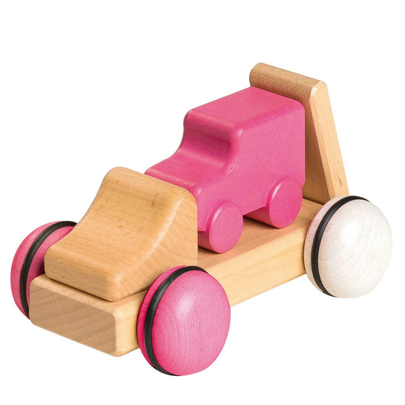 Fagus Wooden Mini Car Transporter Pink