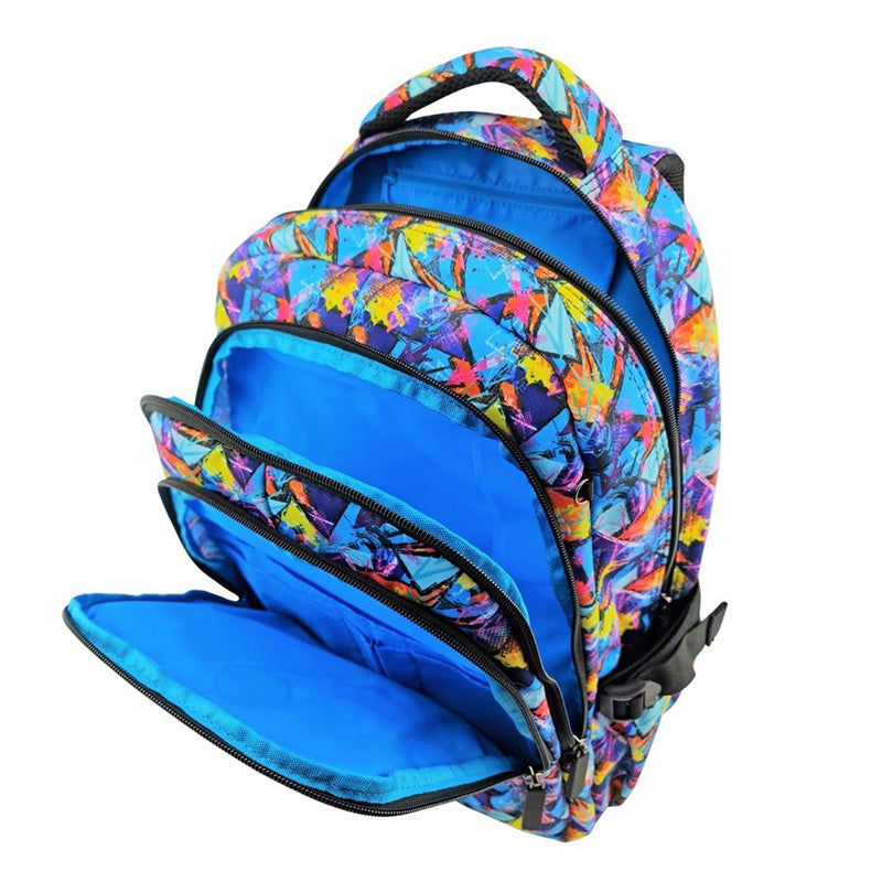 Alimasy Abstract Turquoise Kids Large Backpack Compartments