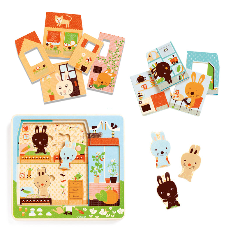 Djeco Rabbit Cottage Wooden Layer Puzzle