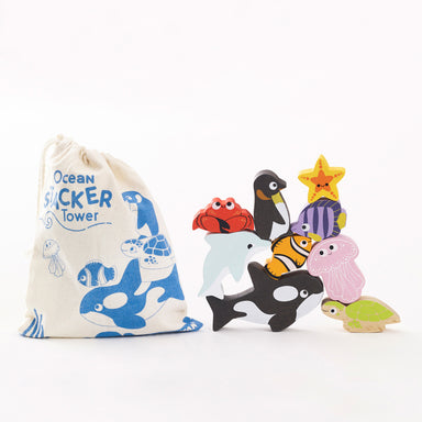 Le Toy Van Petilou Ocean Stacking Animals & Bag 2