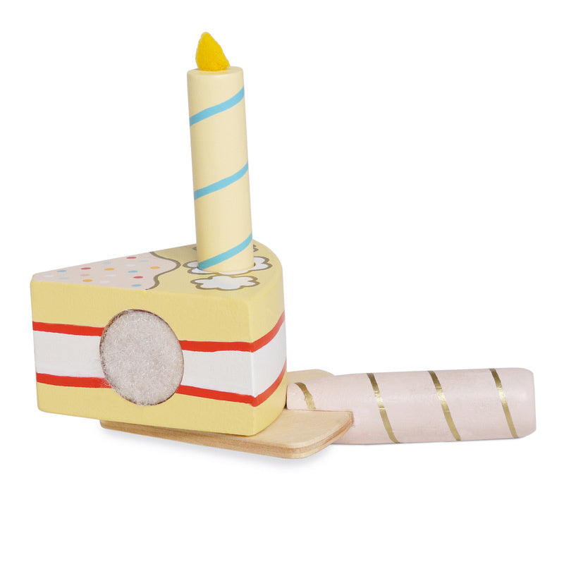 Le Toy Van Honeybake Vanilla Birthday Cake Slice on Server