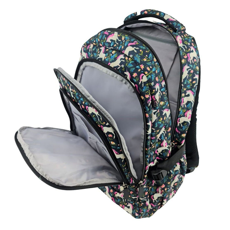 Alimasy Unicorn Forest Kids Large Backpack Compartments