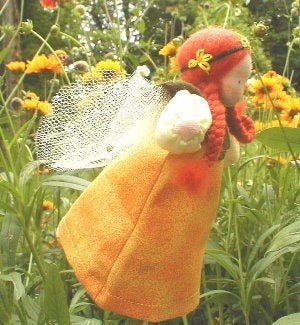 Evi Doll Small Yellow Fairy Girl in Garden