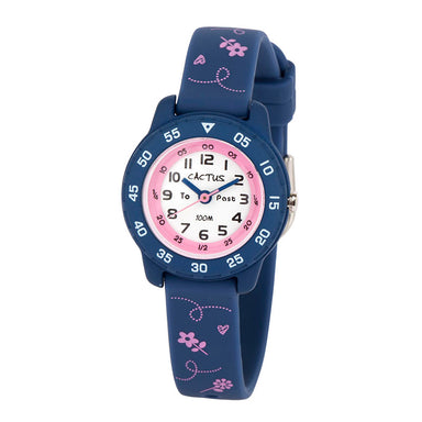 Cactus Watches Time Teacher Junior Blue with Flowers 100m Watch