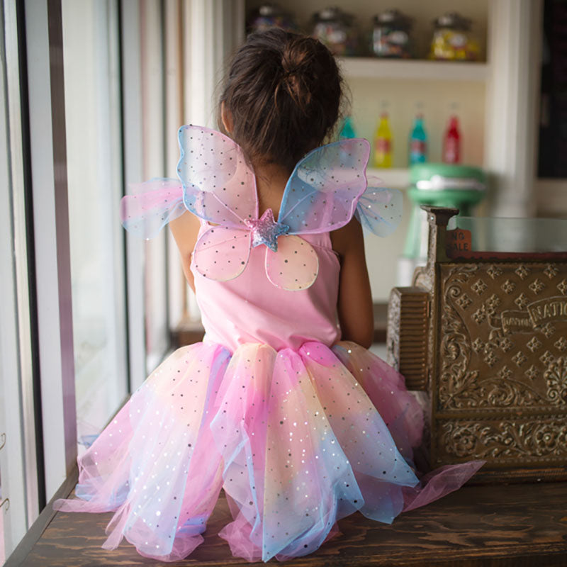 Great Pretenders Rainbow Fairy Dress with Wings Back 2