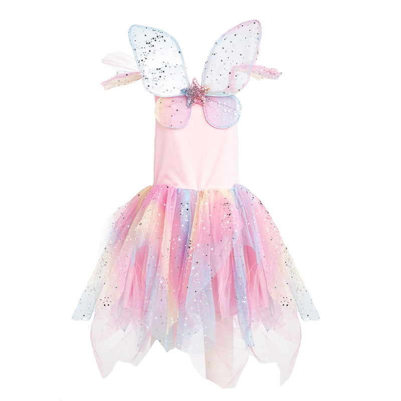 Great Pretenders Rainbow Fairy Dress with Wings Back