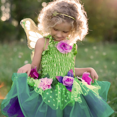 Great Pretenders Green Fairy Blooms Deluxe Dress with Wings Size 3-4 Girl