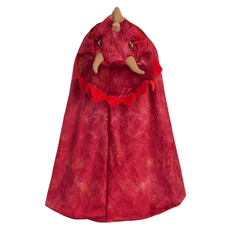 Great Pretenders Red Triceratops Hooded Cape Size 4-5 Back