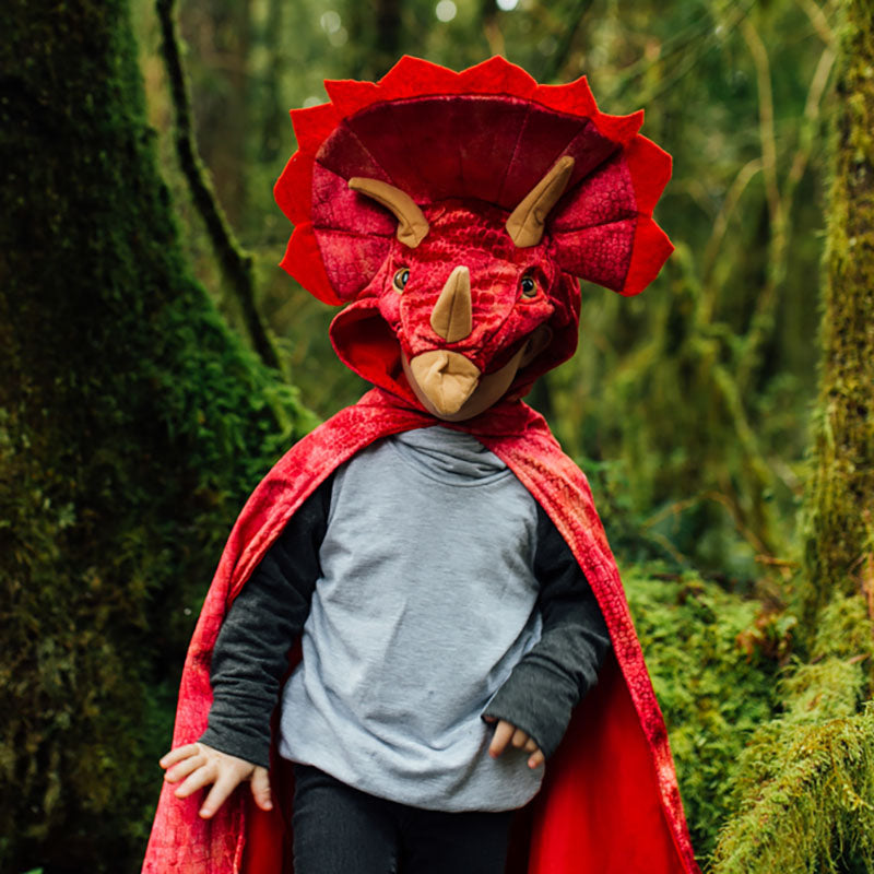 Great Pretenders Red Triceratops Hooded Cape Size 4-5 6