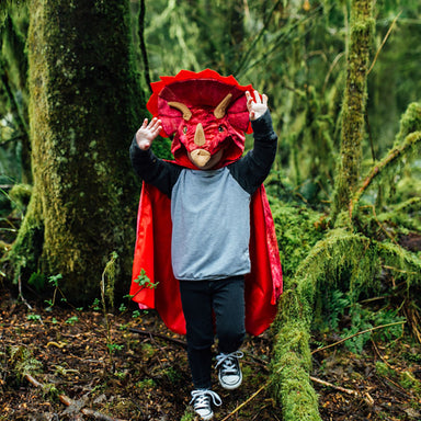 Great Pretenders Red Triceratops Hooded Cape Size 4-5 Roar