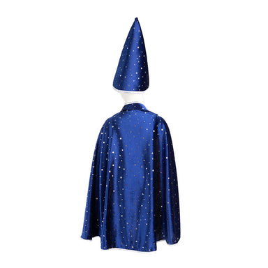 Great Pretenders Blue & Silver Sparkle Wizard Cape & Hat Size 4-6 Back 