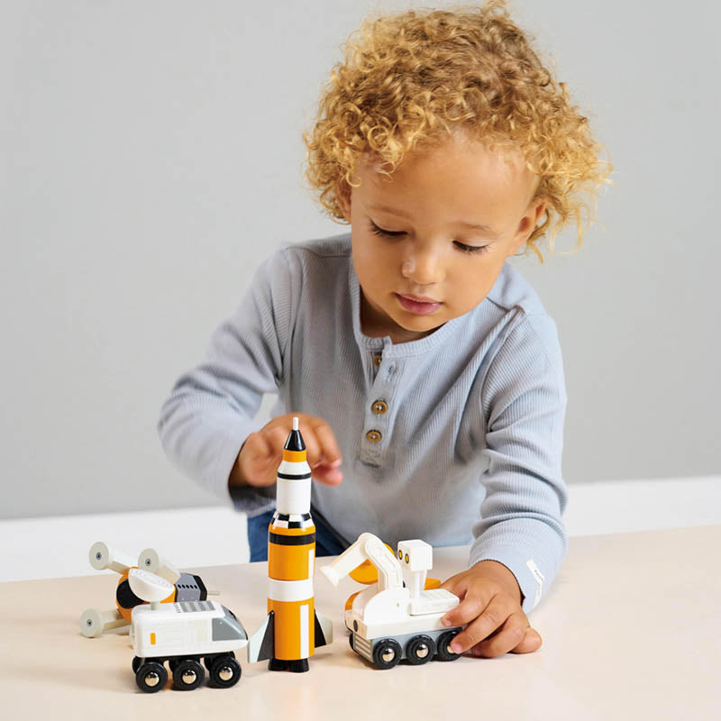 Tender Leaf Toys Space Voyager Set Boy Playing