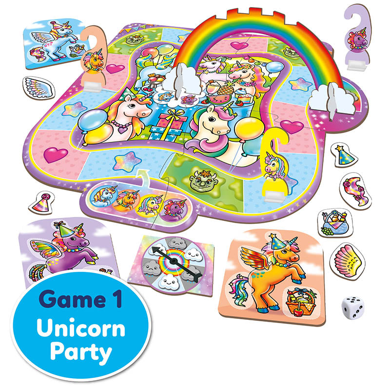 Orchard Toys Unicorn Fun 3 Games in 1 Game 1