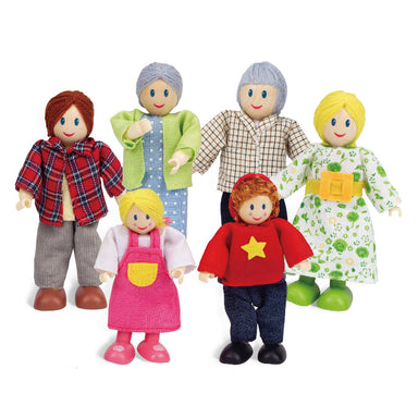 Hape Happy Family Caucasian Wooden Doll Set