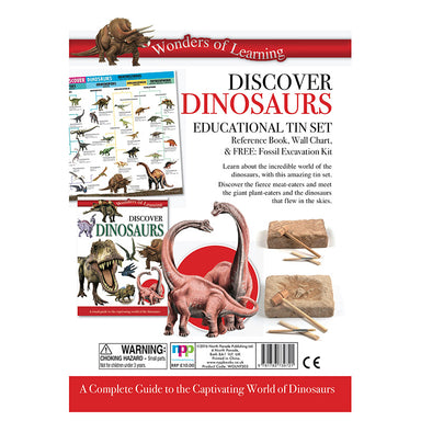 Wonders of Learning Discover Dinosaurs Educational Tin Set Back