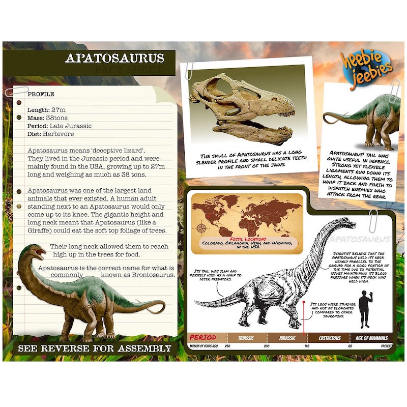 Heebie Jeebies Apatosaurus Dinosaur 3D Wood Kit 2