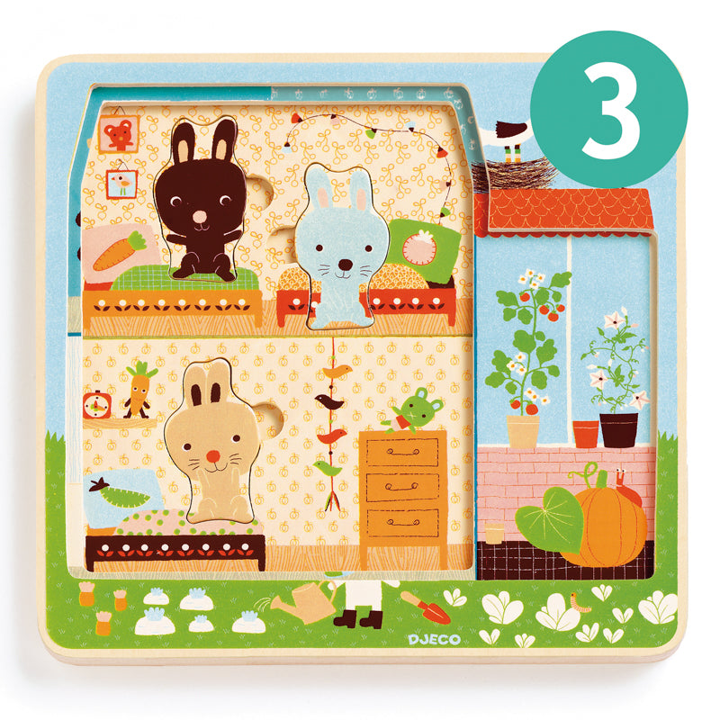 Djeco Rabbit Cottage Wooden Layer Puzzle 3