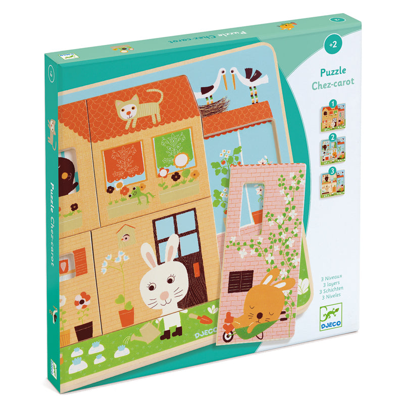 Djeco Rabbit Cottage Wooden Layer Puzzle Box
