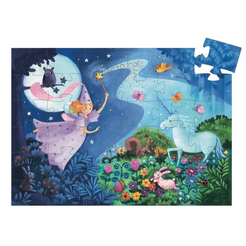 Djeco Fairy and Unicorn 36pc Silhouette Puzzle Piece