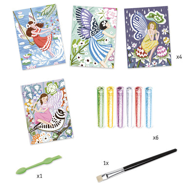 Djeco Glitter Boards Gentle Life Fairies COntents