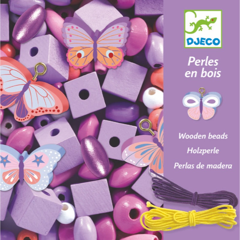 Djeco Colourful Butterfly Wooden Beads Packaging