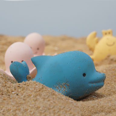 Tikiri Rubber Dolphin Sealed Bath Toy Sand Close