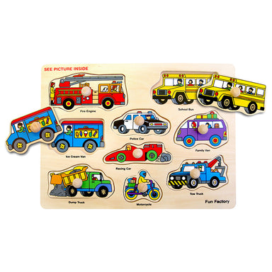 Fun Factory Wooden Peg Puzzle Vehicles