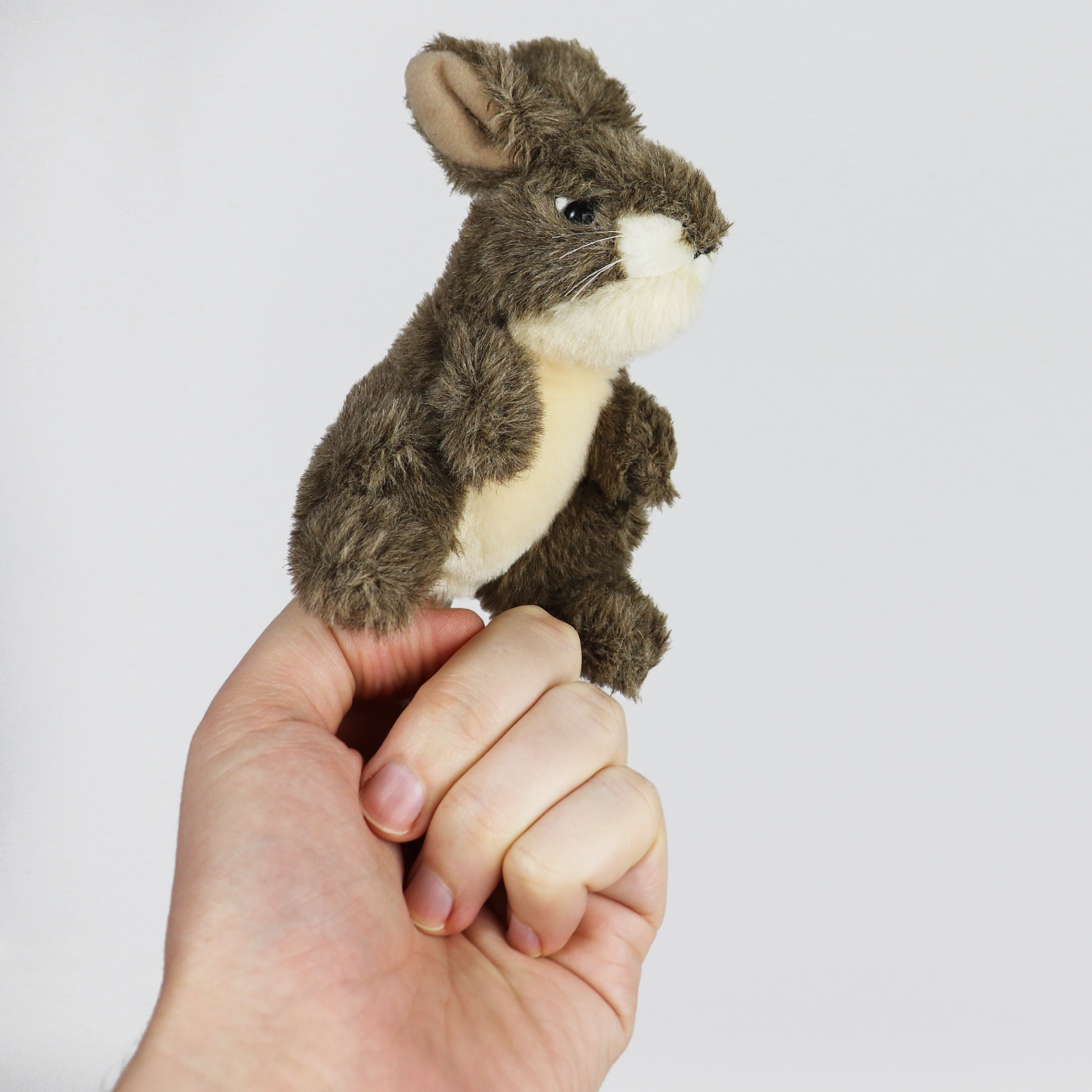 Folkmanis  Mini Jack Rabbit Finger Puppet on Hand