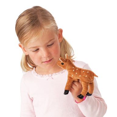 Folkmanis Mini Fawn Finger Puppet With Girl