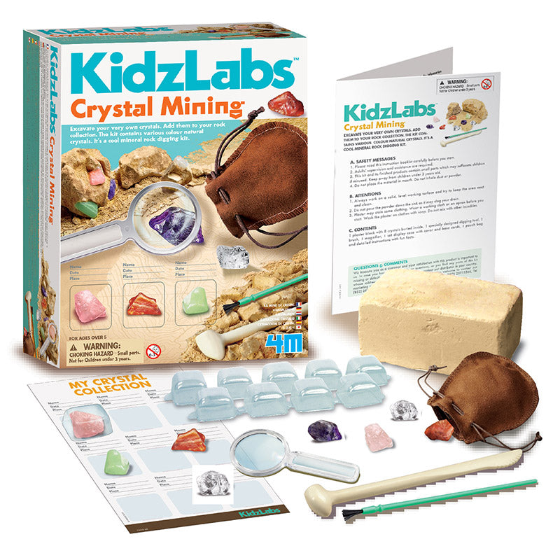 4M Kidzlabs Crystal Mining Kit Contents