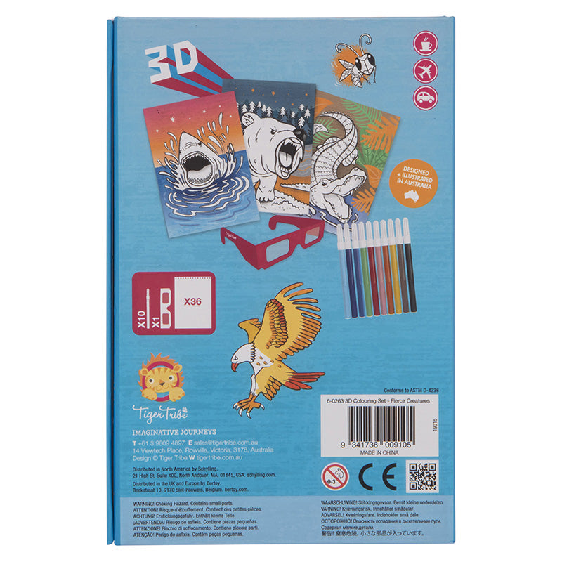 Tiger Tribe 3D Colouring Set Fierce Creatures Back