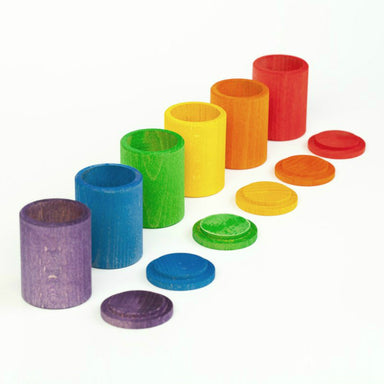 Grapat 6 Coloured Cups with Lids Rainbow Set