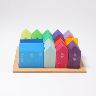 Grimm's Coloured Houses in Wooden Tray