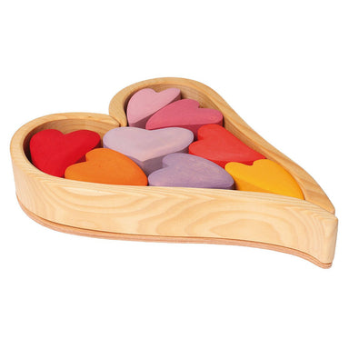 Grimm's Wooden Building Blocks Hearts Red Pink