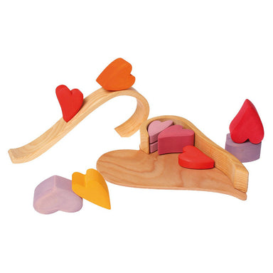 Grimm's Wooden Building Blocks Hearts Red