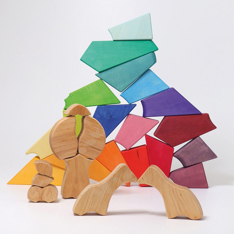 Grimm's Building Set Rainbow Lion Stacked