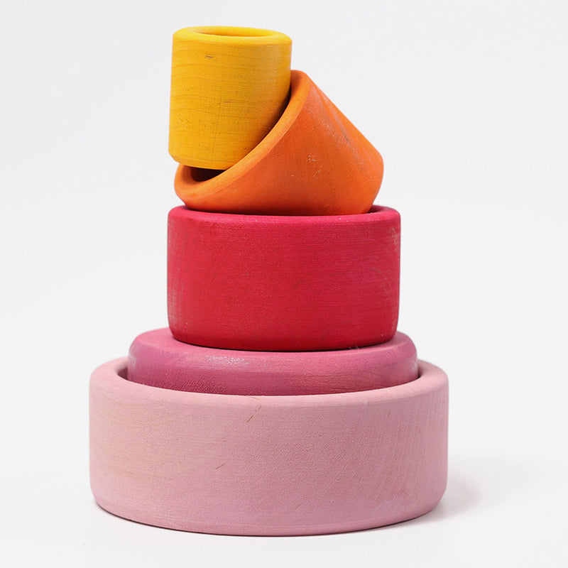 Grimm's Stacking Bowls - Outside Pink Lollipop Stacked