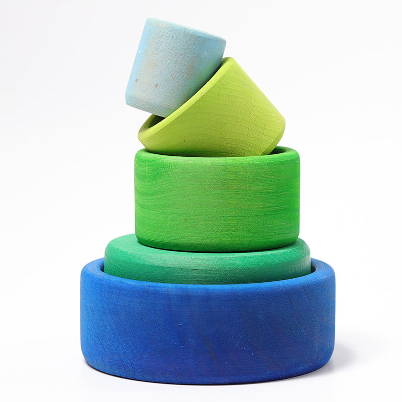 Grimm's Stacking Bowls Oceanblue Stacked