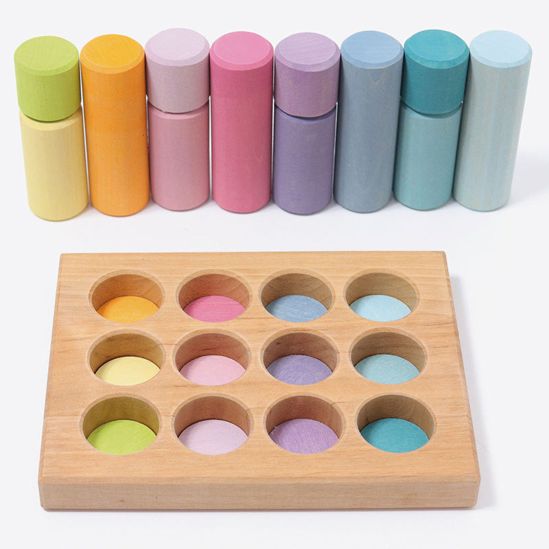 Grimm's Stacking Game Small Pastel Rollers 3