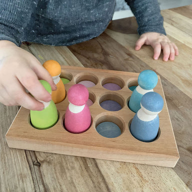 Grimm's Pastel Sorting Board Wooden People