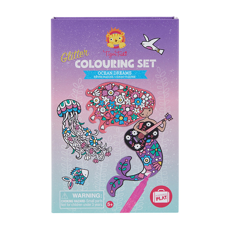 Tiger Tribe Colouring Set Glitter Ocean Dreams Front