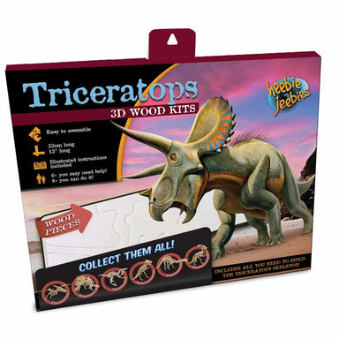 Heebie Jeebies Triceratops Dinosaur 3D Wood Kit Packet