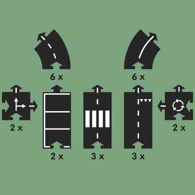 Waytoplay Highway 24 Piece Rubber Road Set Pieces 2