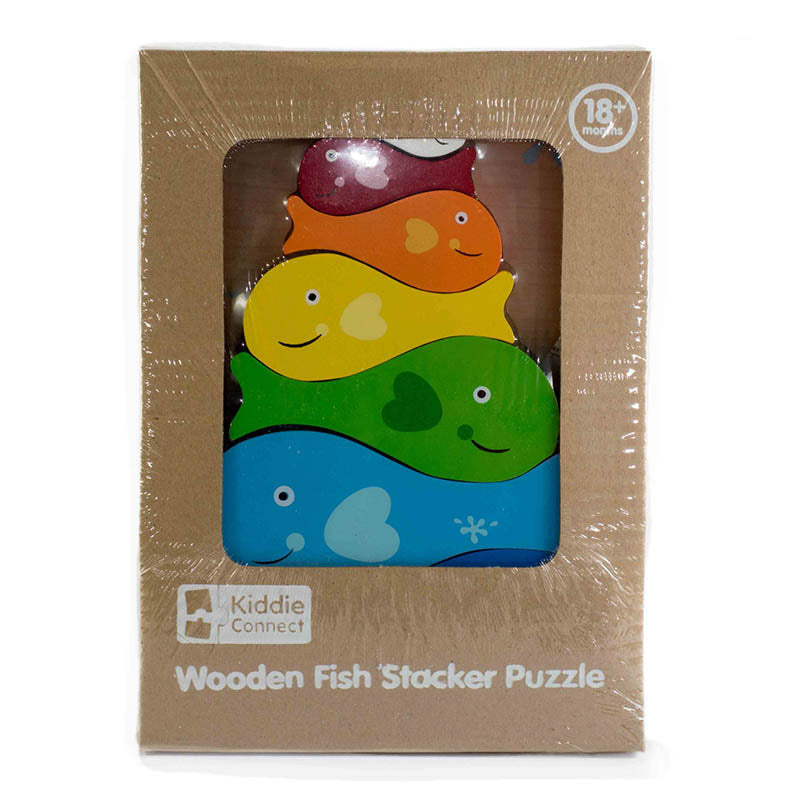 Kiddie Connect Wooden Fish Stacker Puzzle Packaging