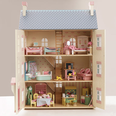 Le Toy Van Cherry Tree Hall Doll House Furnished