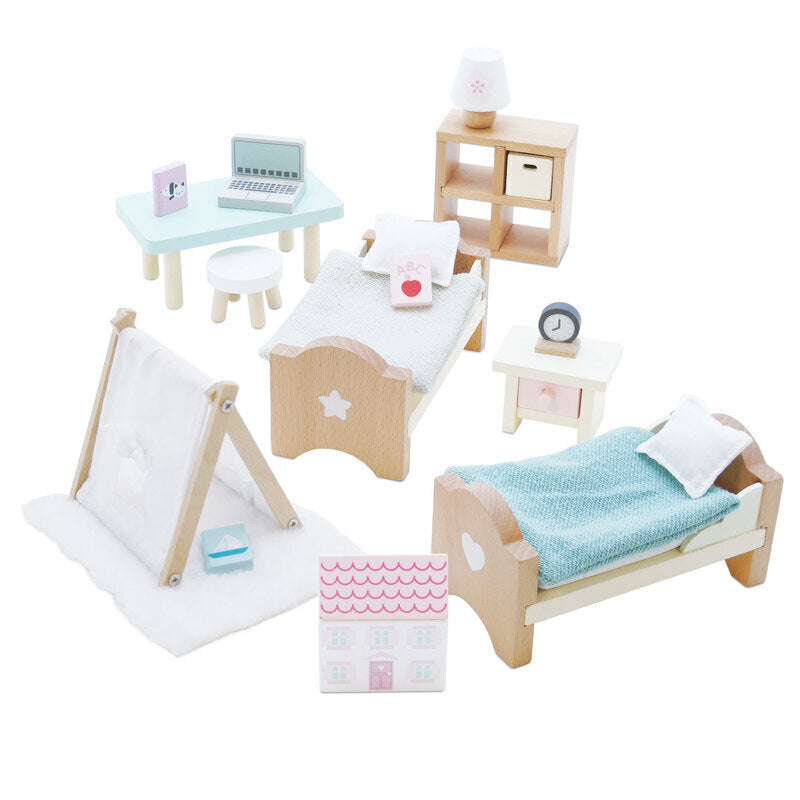 Le Toy Van Daisy Lane Doll House Child's Bedroom Contents