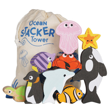 Le Toy Van Petilou Ocean Stacking Animals & Bag