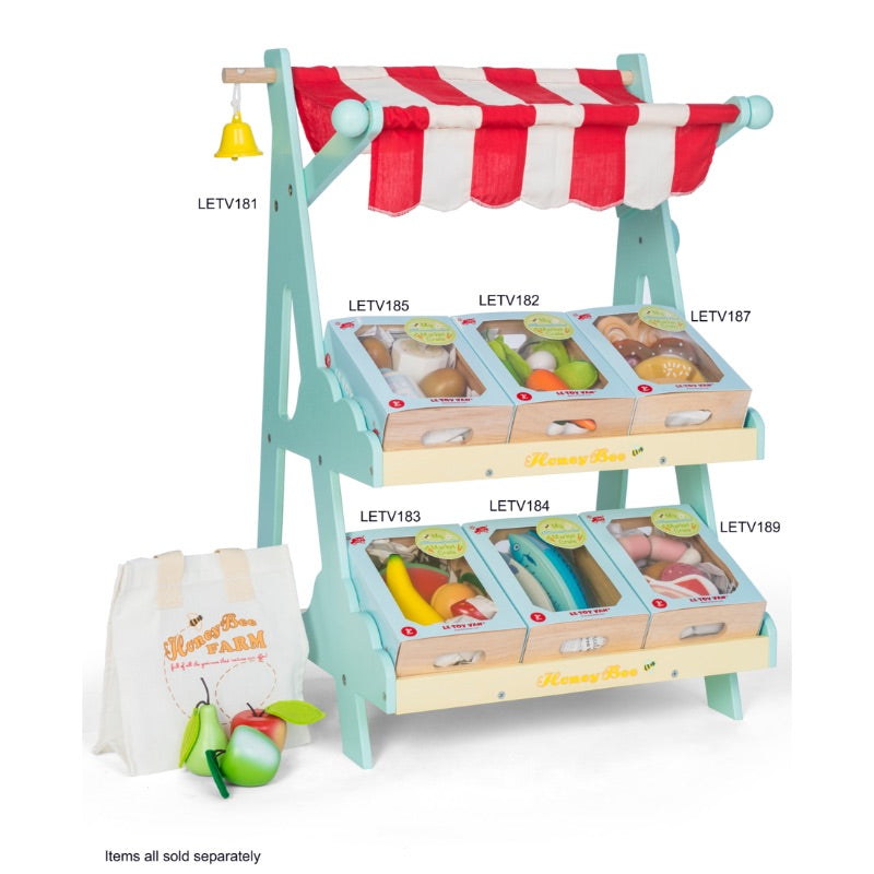 Le Toy Van Honeybake Market Wooden Play Food Fruit Crate Stand